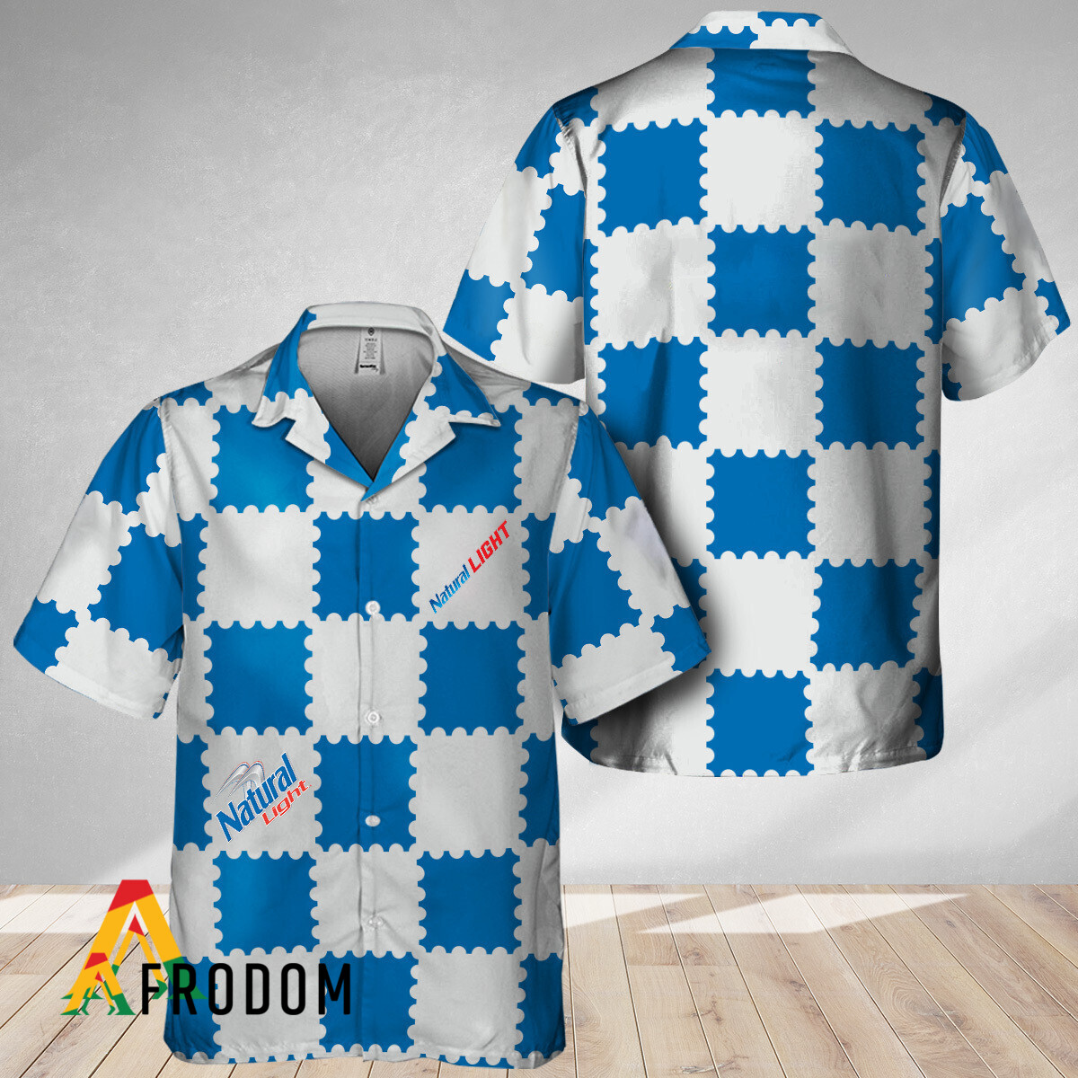 Trendy Gingham Natural Light Hawaiian Shirt HU