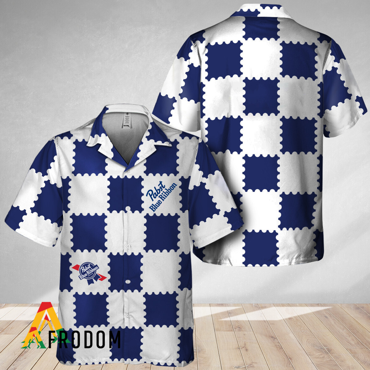 Trendy Gingham Pabst Blue Ribbon Hawaiian Shirt HU