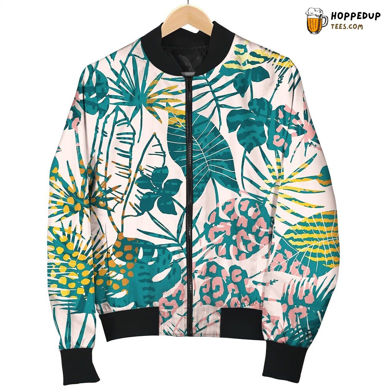Trendy Seamless Exotic Pattern Tropical Plants Bomber Jacket