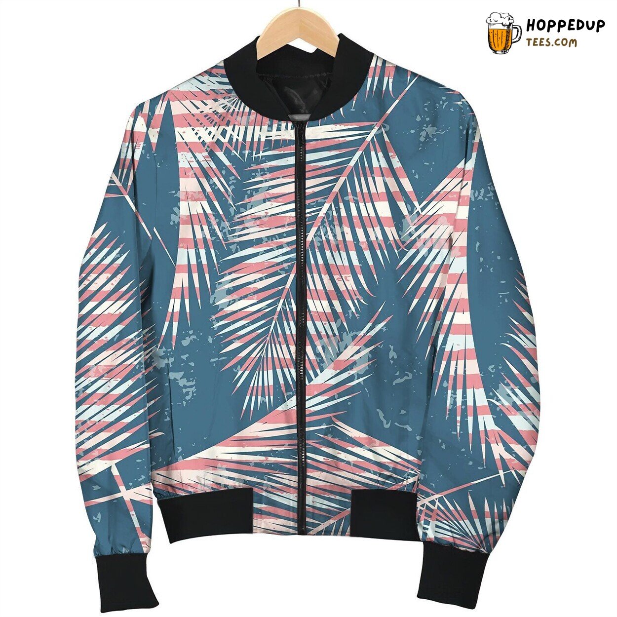 Trendy Seamless Exotic Pattern With Palm Bomber Jacket