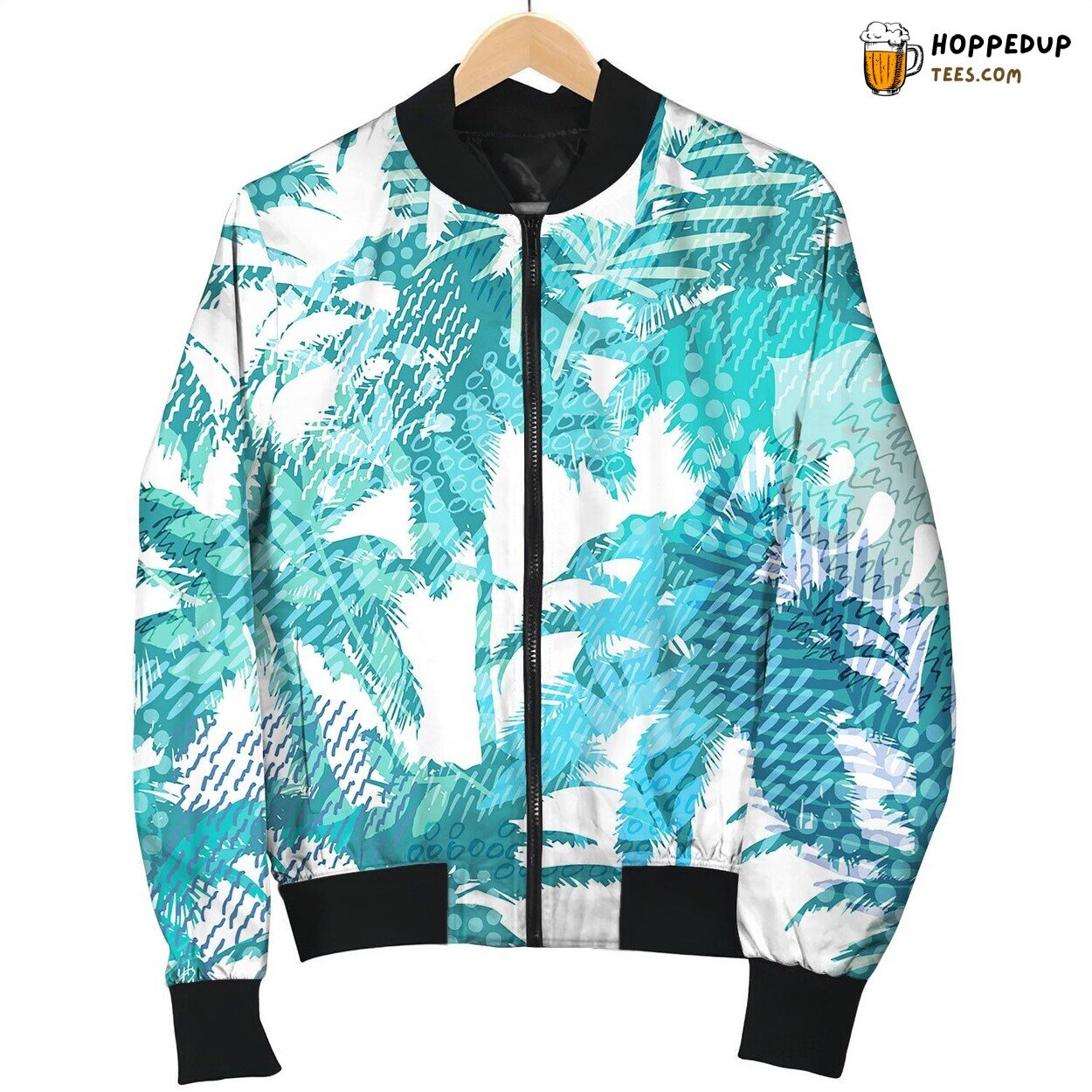 Trendy Seamless Exotic Pattern With Palm Tropical Bomber Jacket