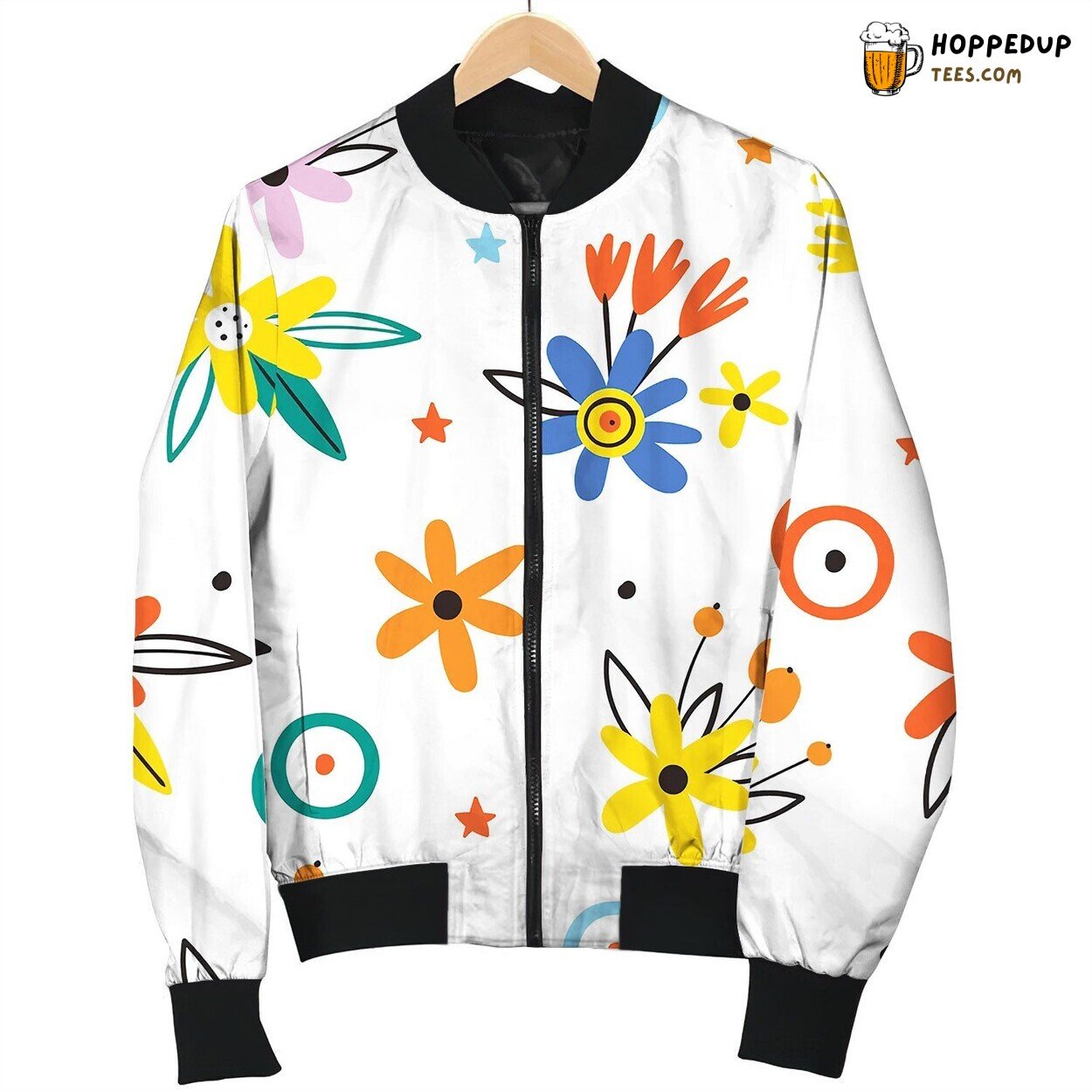 Trendy Seamless Floral Pattern In Blossom Bomber Jacket
