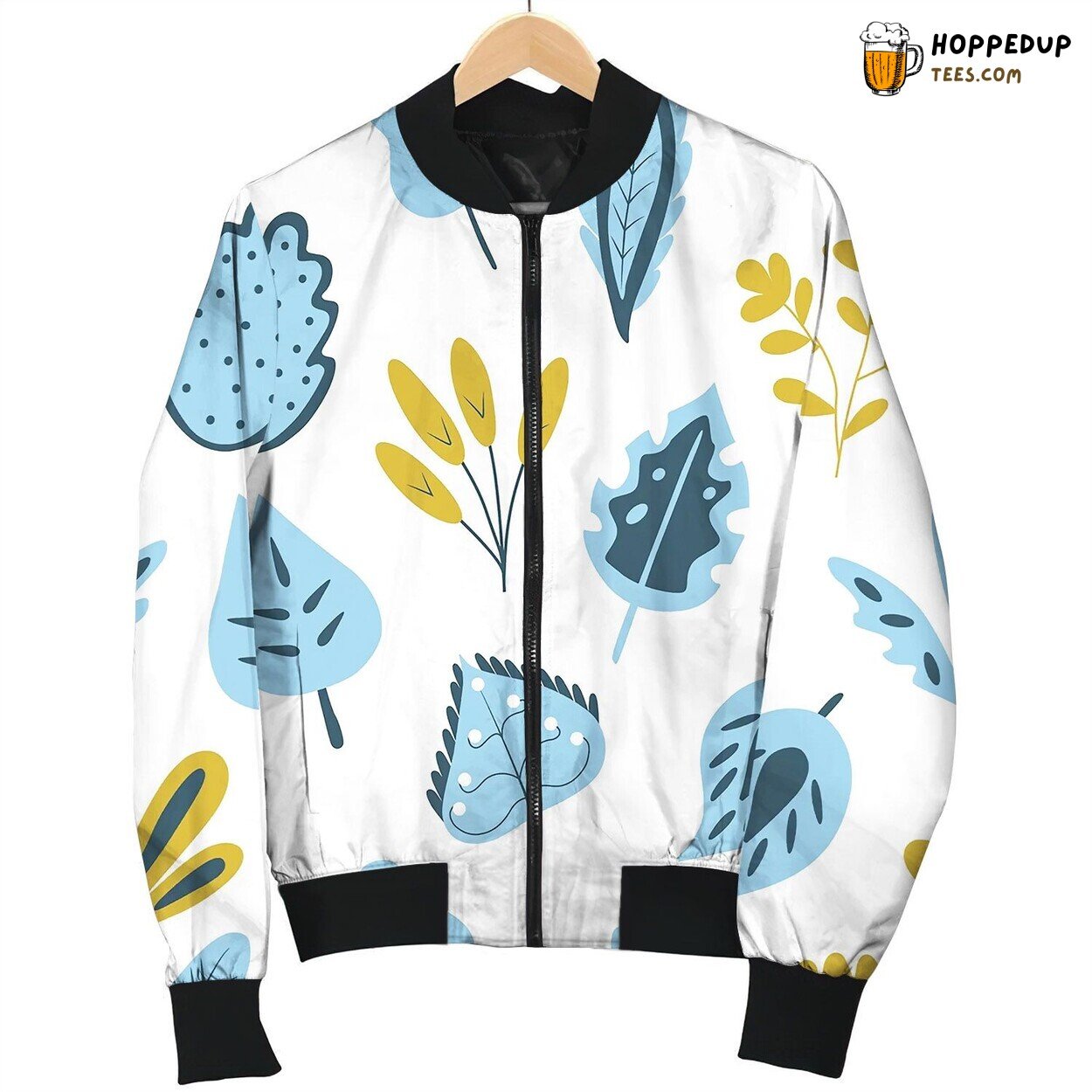 Trendy Seamless Pattern With Hand Drawn Plants Bomber Jacket