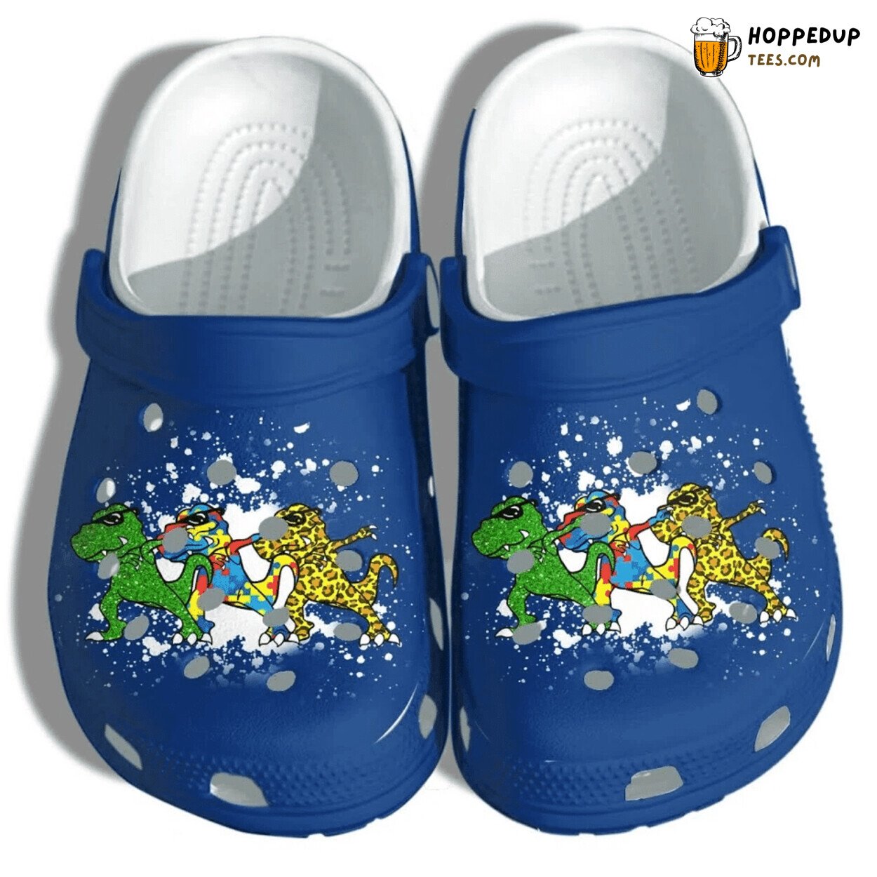 TRex Dinosaurs Autism Kids Awareness Puzzle Cute Rubber Clog Shoes Gift