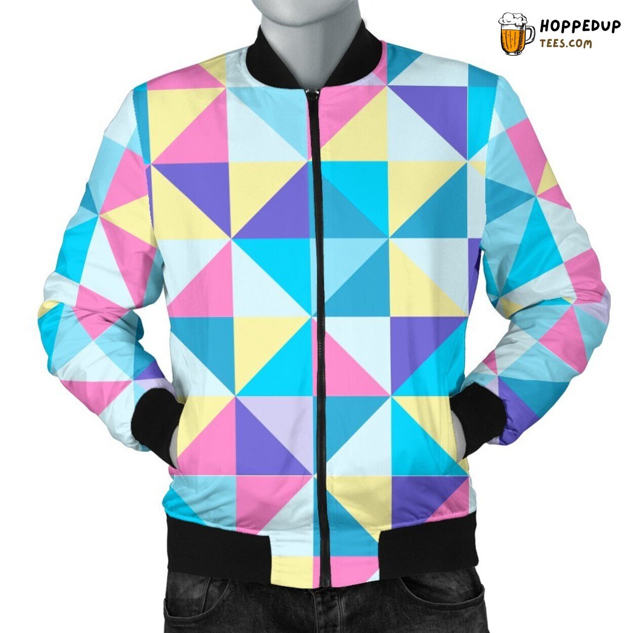 Triangle Geometric Design Men’s Bomber Jacket Modern Stylish Fashion Statement