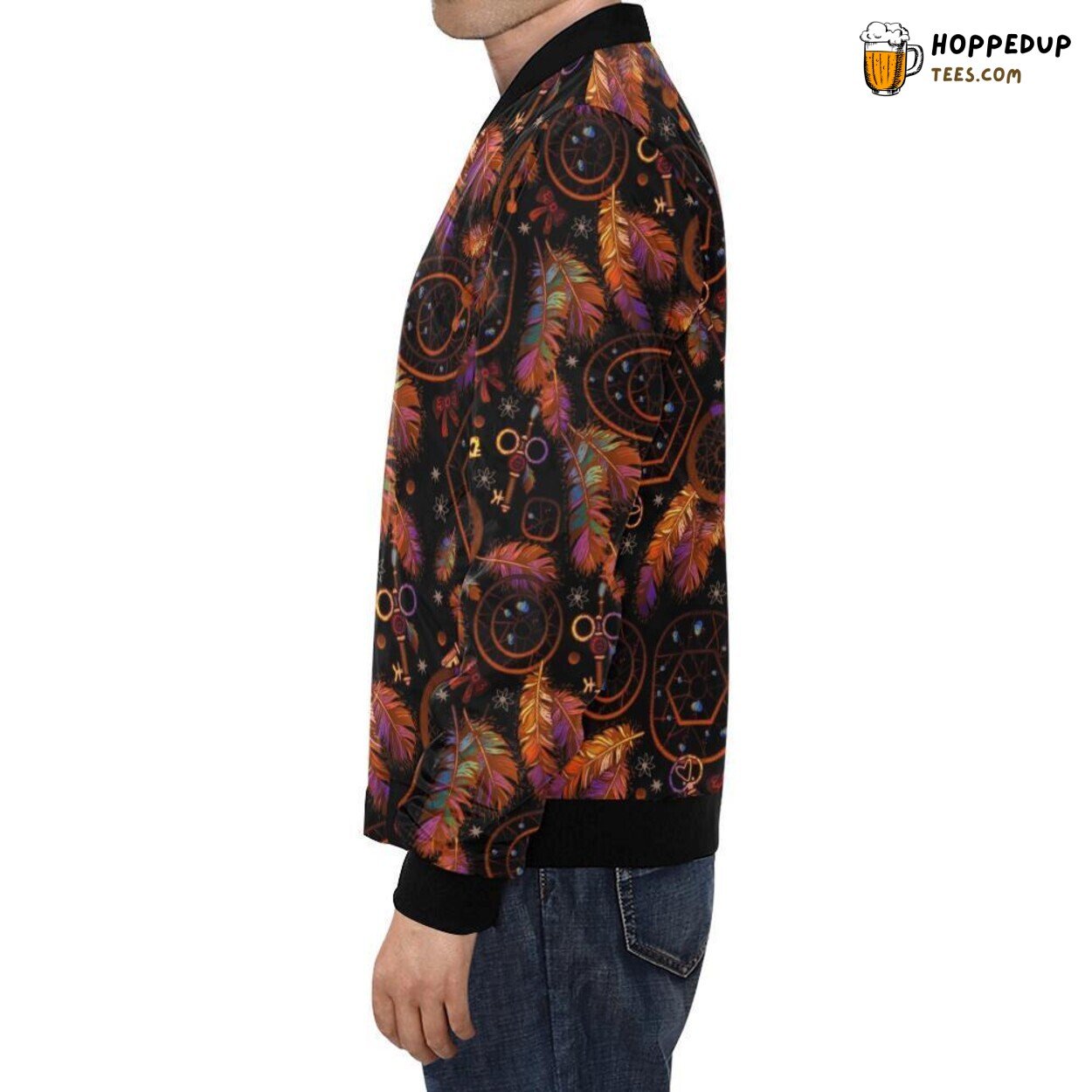 Tribal Dream Catcher Feather Pattern Men’s Bomber Jacket Unique Designer Print