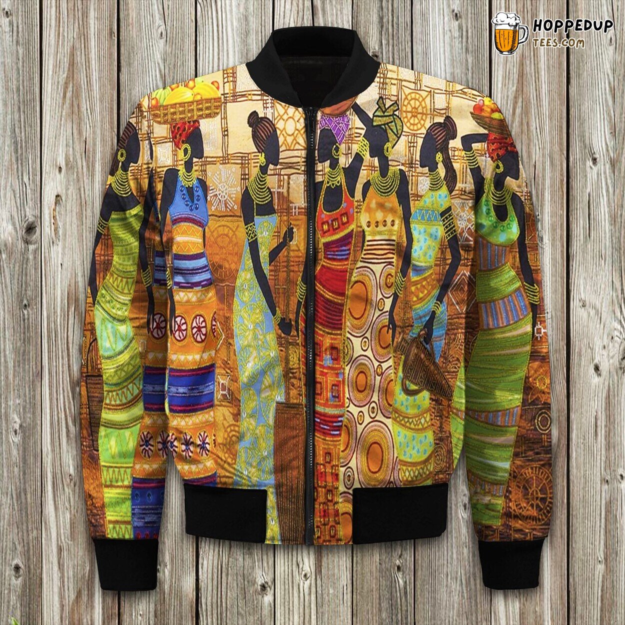 Tribal Elegance African Theme Winter Bomber Jacket Cultural Fashion Design