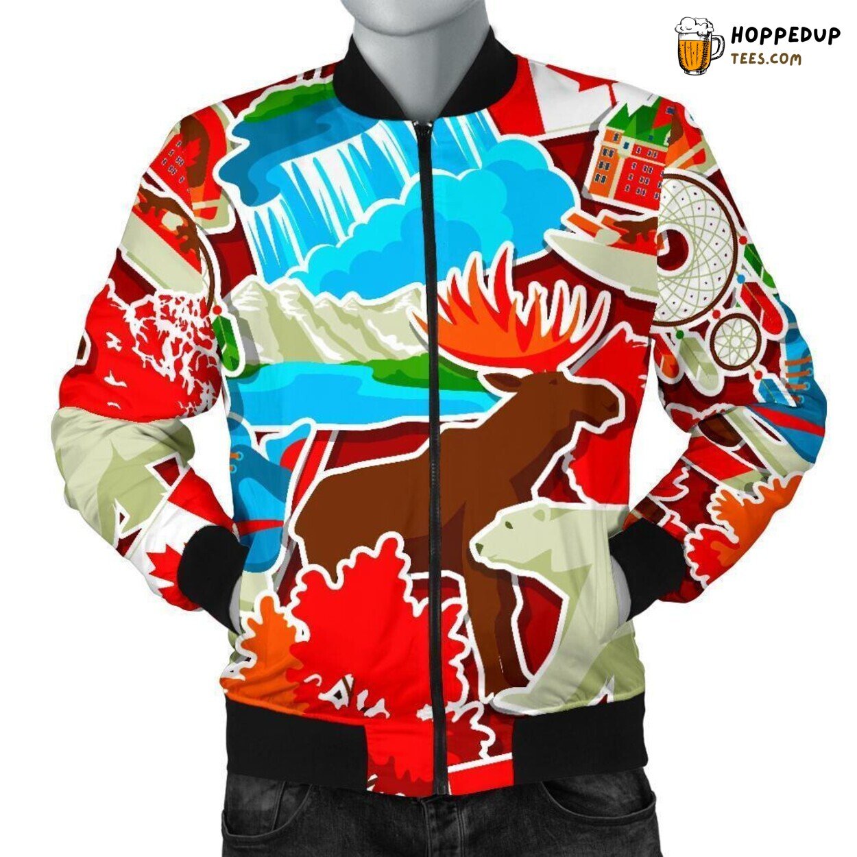 Tribute to Beloved Canada Men’s Bomber Jacket Distinct Pattern Design Art