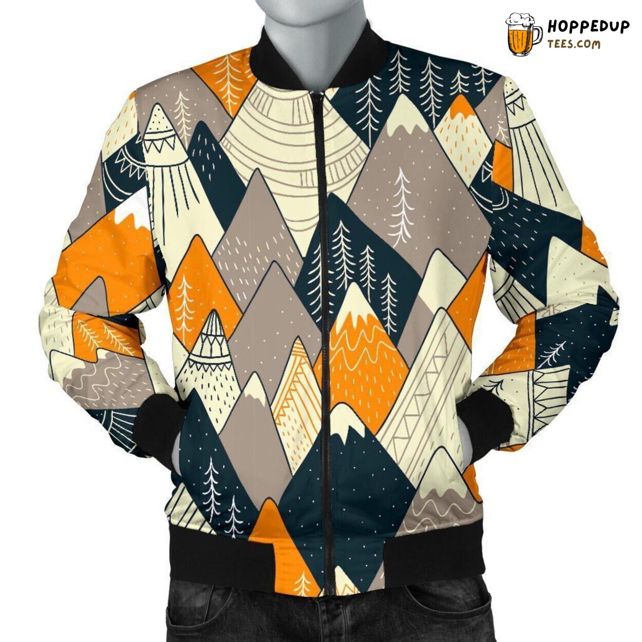 Tribute to Majestic Mountains Men’s Bomber Jacket Distinct Pattern Design