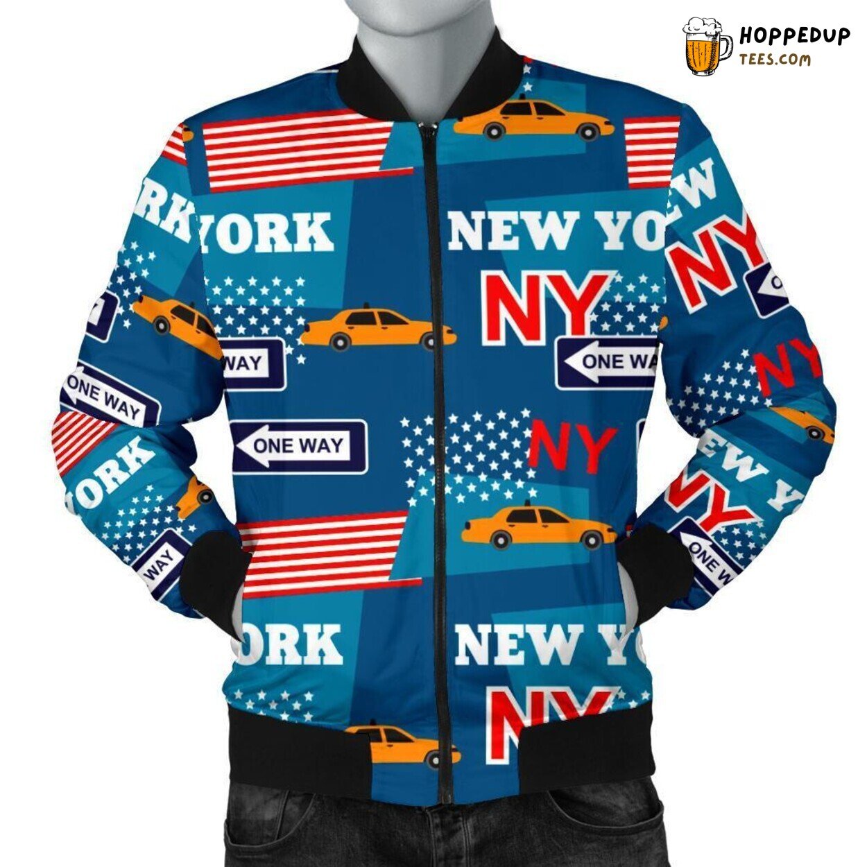 Tribute to New York City Men’s Bomber Jacket Unique Pattern Design Display Tribute to New York City Men’s Bomber Jacket Unique Pattern Design Display