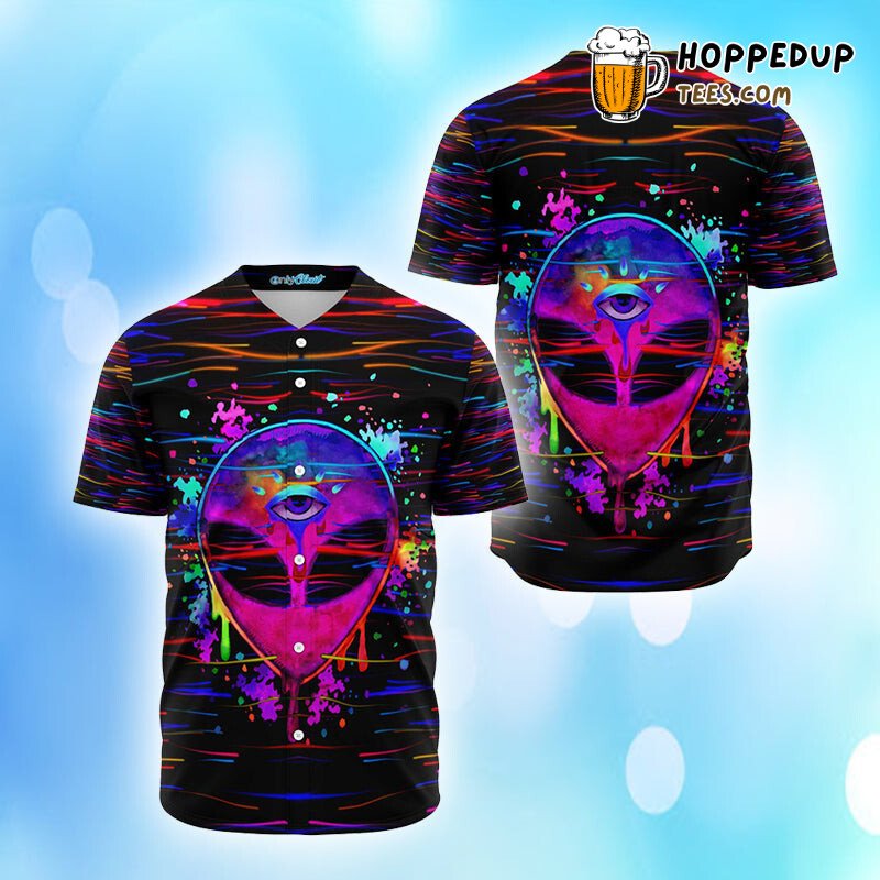 Trippy Acid Alien Encounter 3D Print Baseball Jersey Cosmic Oddity
