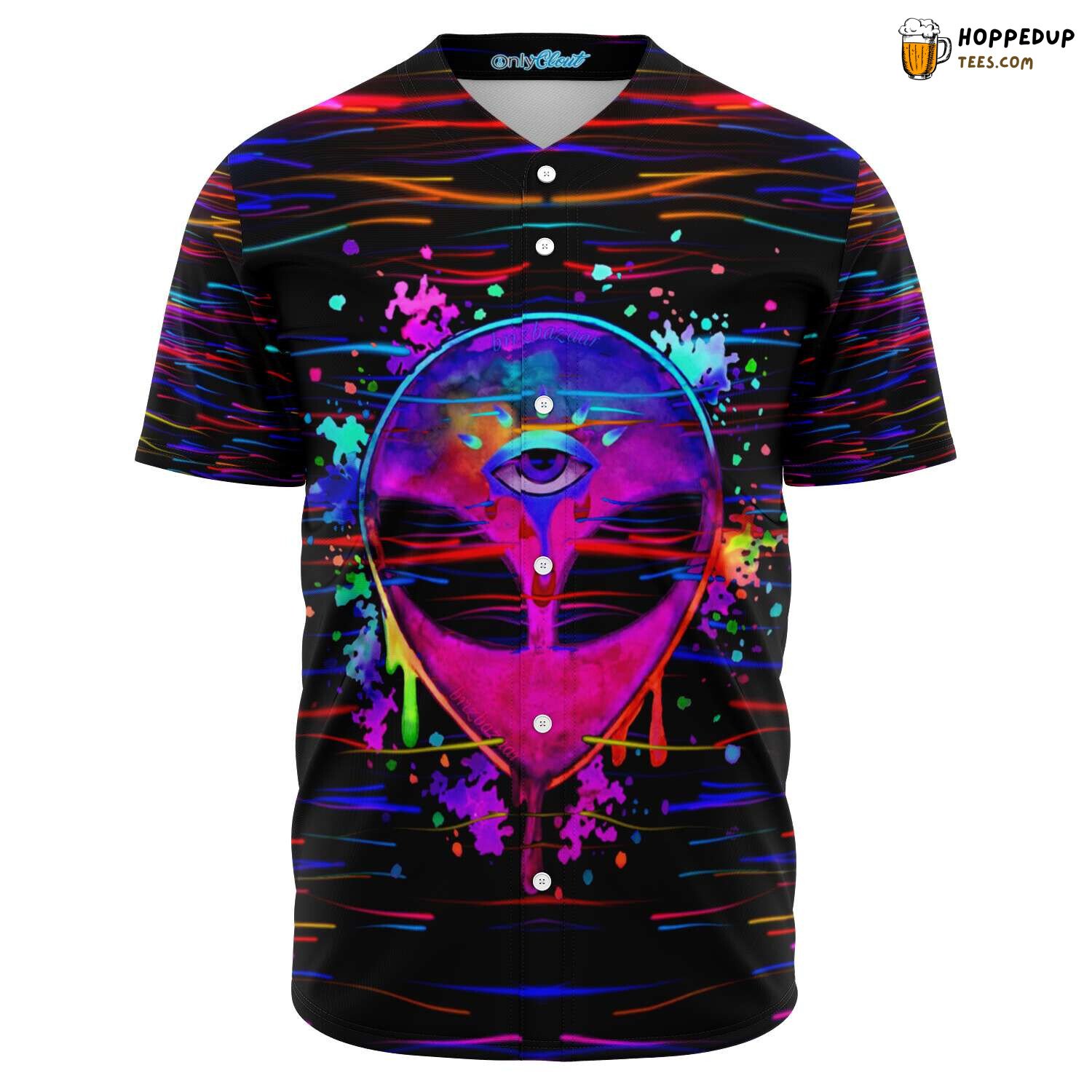 Trippy Acid Alien Encounter 3D Print Baseball Jersey Cosmic Oddity