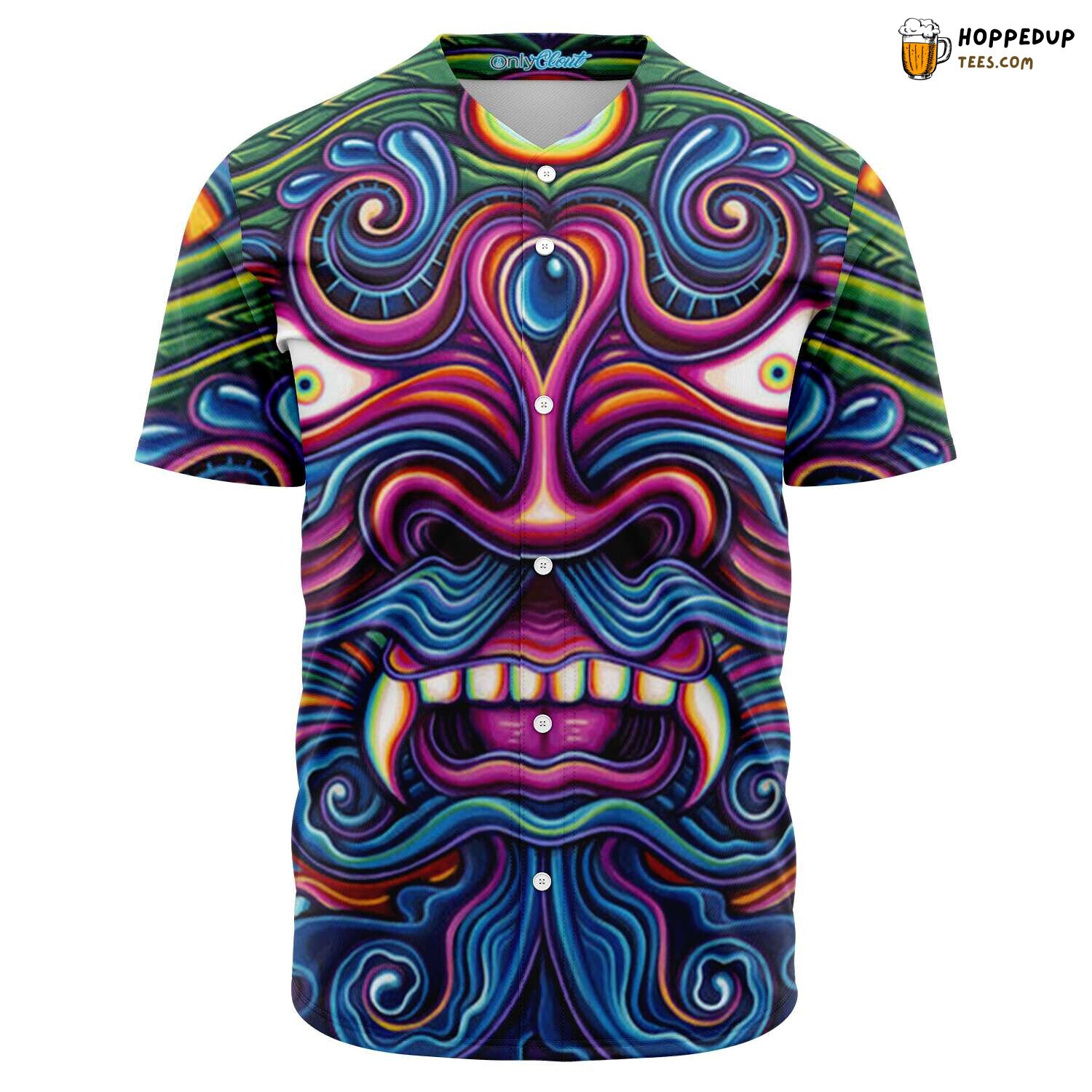 Trippy Acid Demon Visuals 3D Printed Baseball Jersey Psychedelic