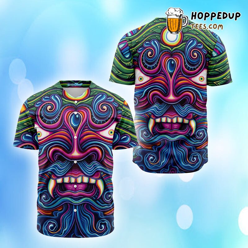 Trippy Acid Demon Visuals 3D Printed Baseball Jersey Psychedelic