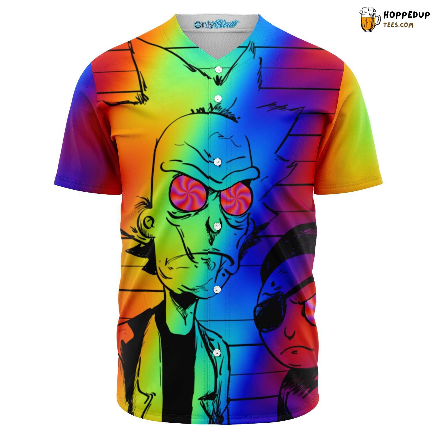 Trippy Morty Eyes Rainbow Baseball Tee Jersey Shirts 3D