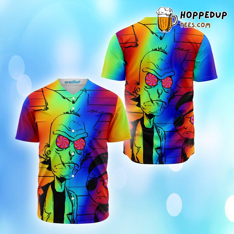 Trippy Morty Eyes Rainbow Baseball Tee Jersey Shirts 3D