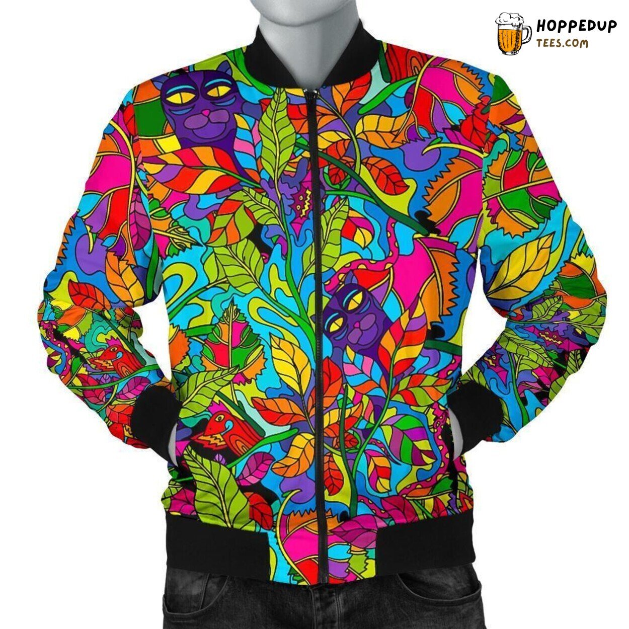 Trippy Psychedelic Visuals Art Men’s Bomber Jacket Unique Pattern Display