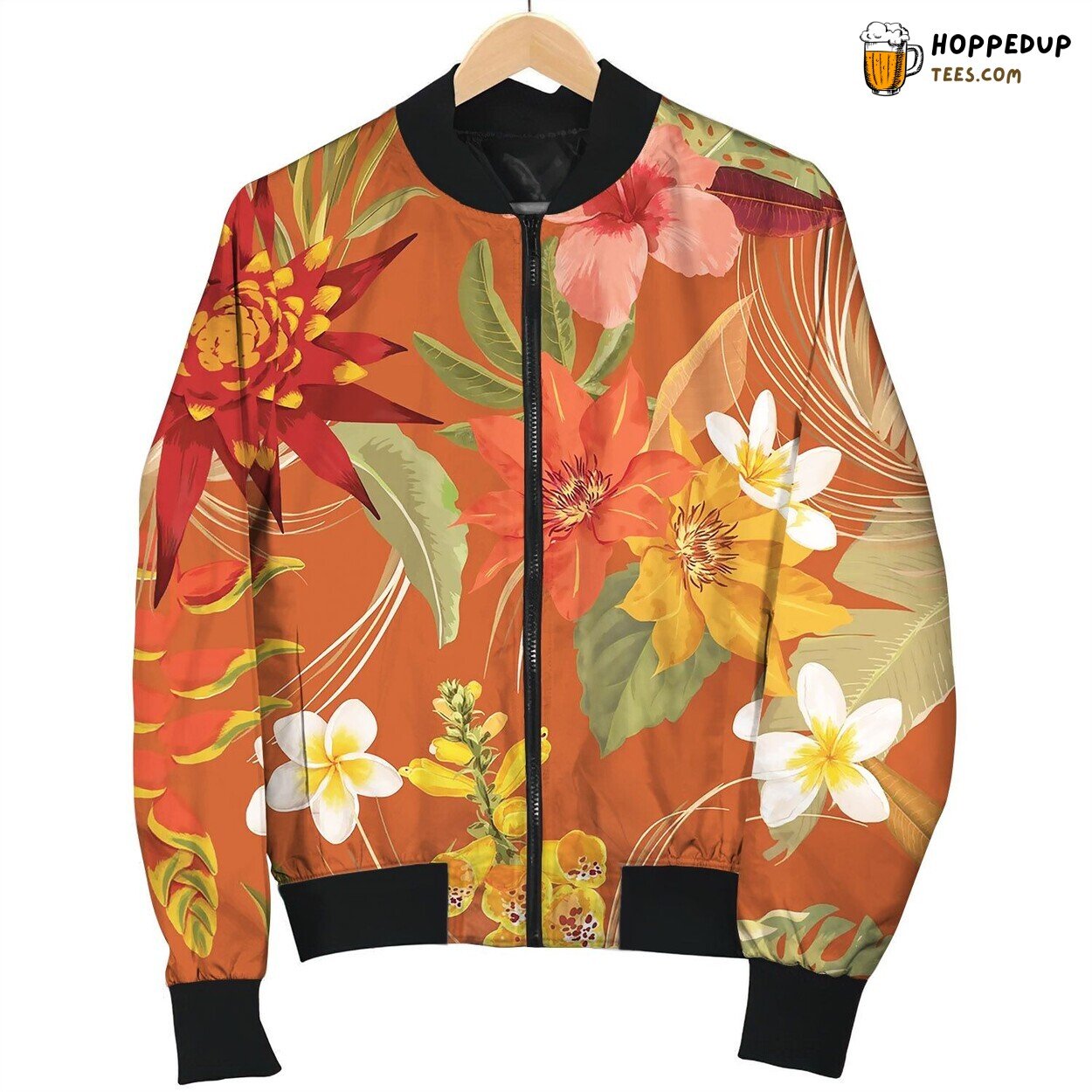 Tropic Floral Seamless Autumn Pattern Bomber Jacket
