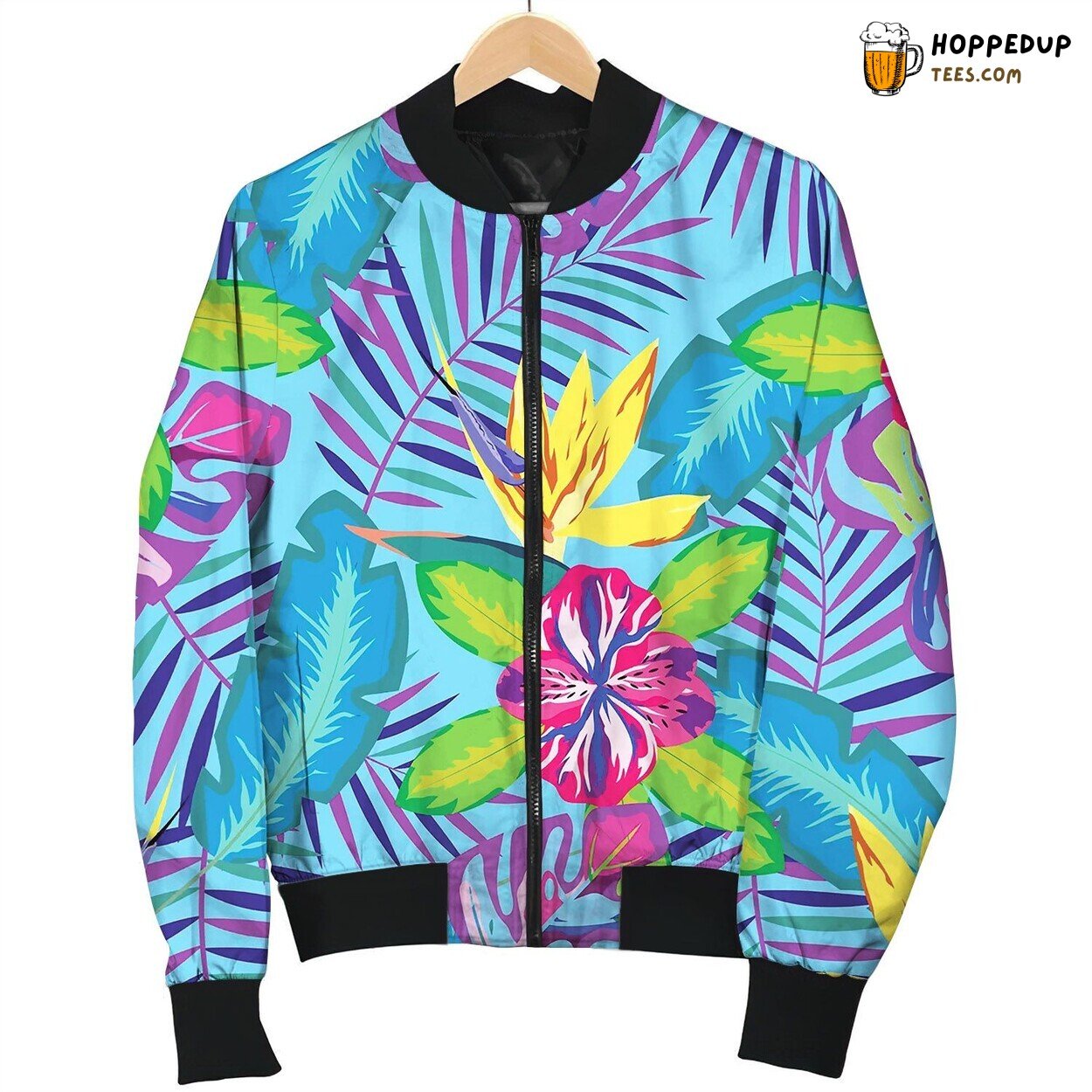 Tropical Abstract Pattern Bomber Jacket