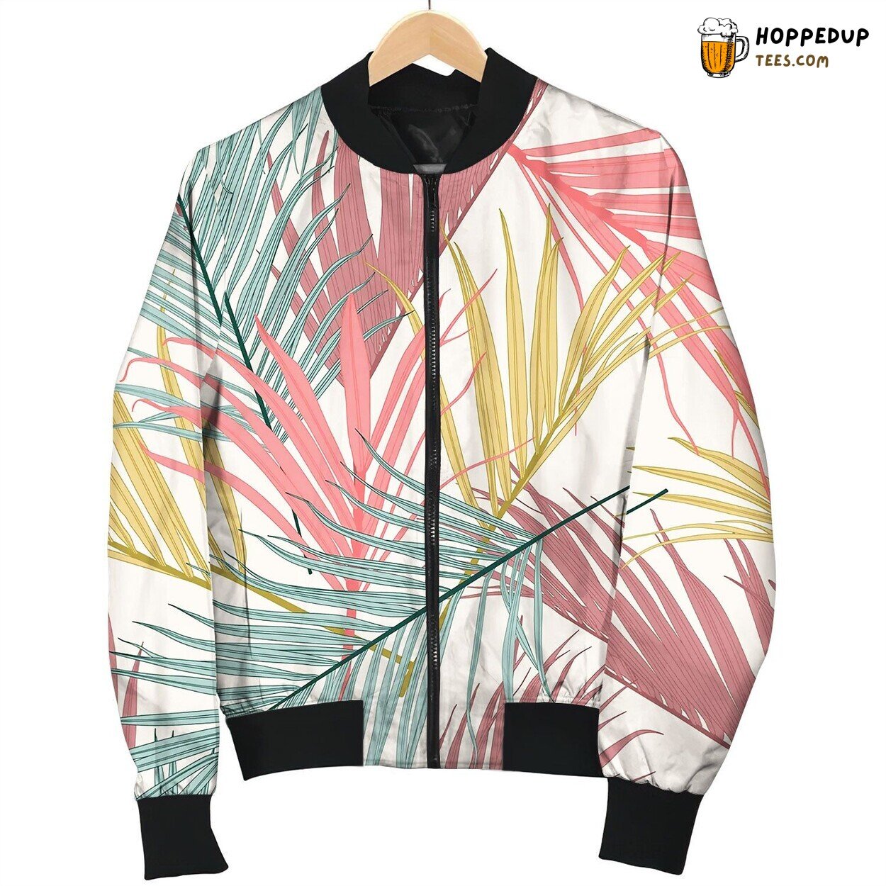 Tropical Abstract Vintage Abstract Color Leaves Bomber Jacket