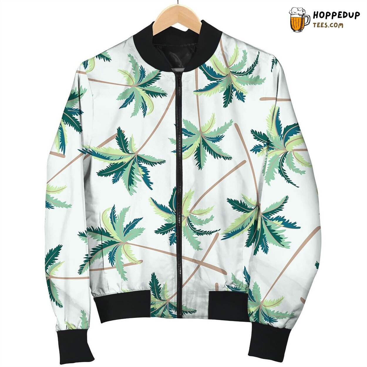 Tropical Australian Foxtail Palm Seamless Pattern Bomber Jacket