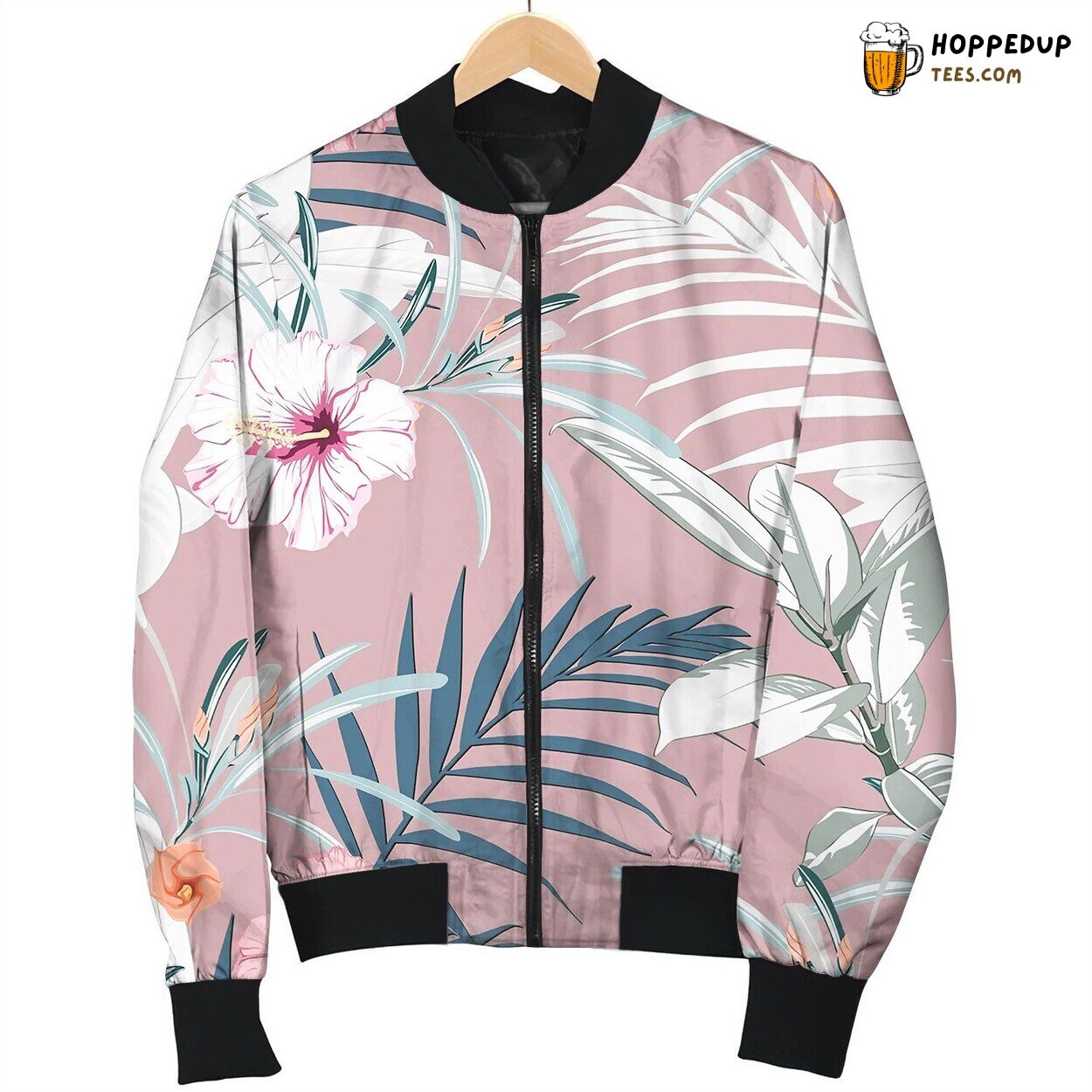 Tropical Background With Jungle Plants Bomber Jacket