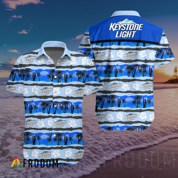 Tropical Beach Keystone Light Hawaii Button Shirt HU