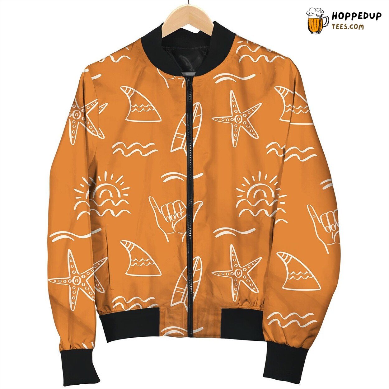 Tropical Beach Summer Seamless Pattern Bomber Jacket