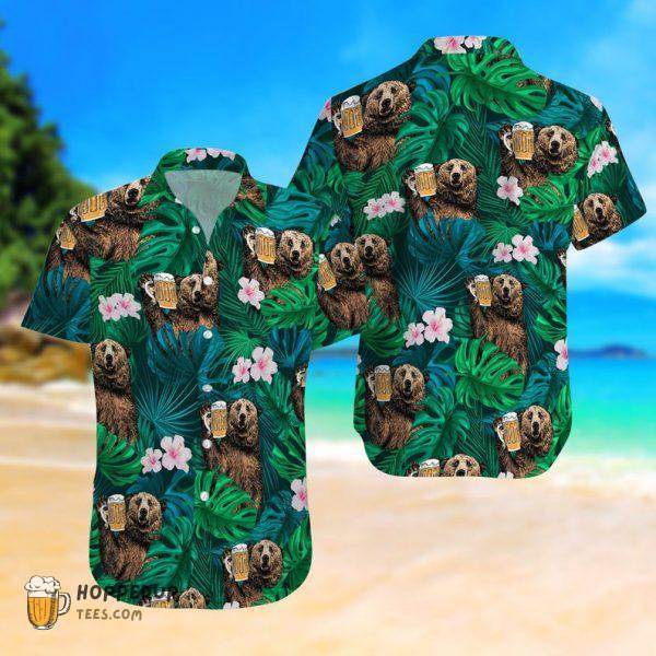 Tropical Bear And Beer Cool Hawaiian Shirts
