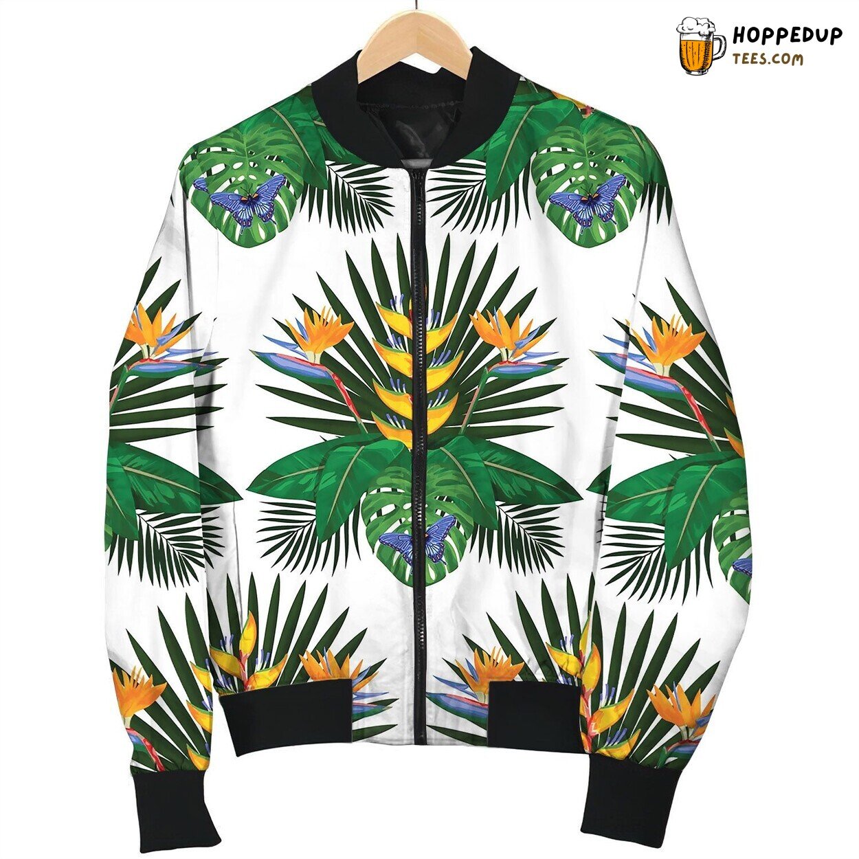Tropical Bouquet Seamless Pattern Bomber Jacket