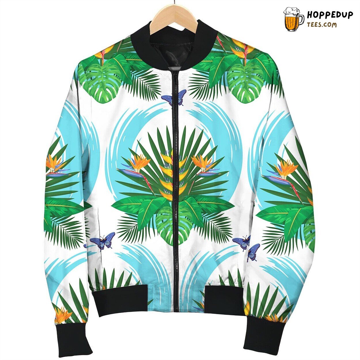 Tropical Bouquet Seamless Pattern Happy Bomber Jacket