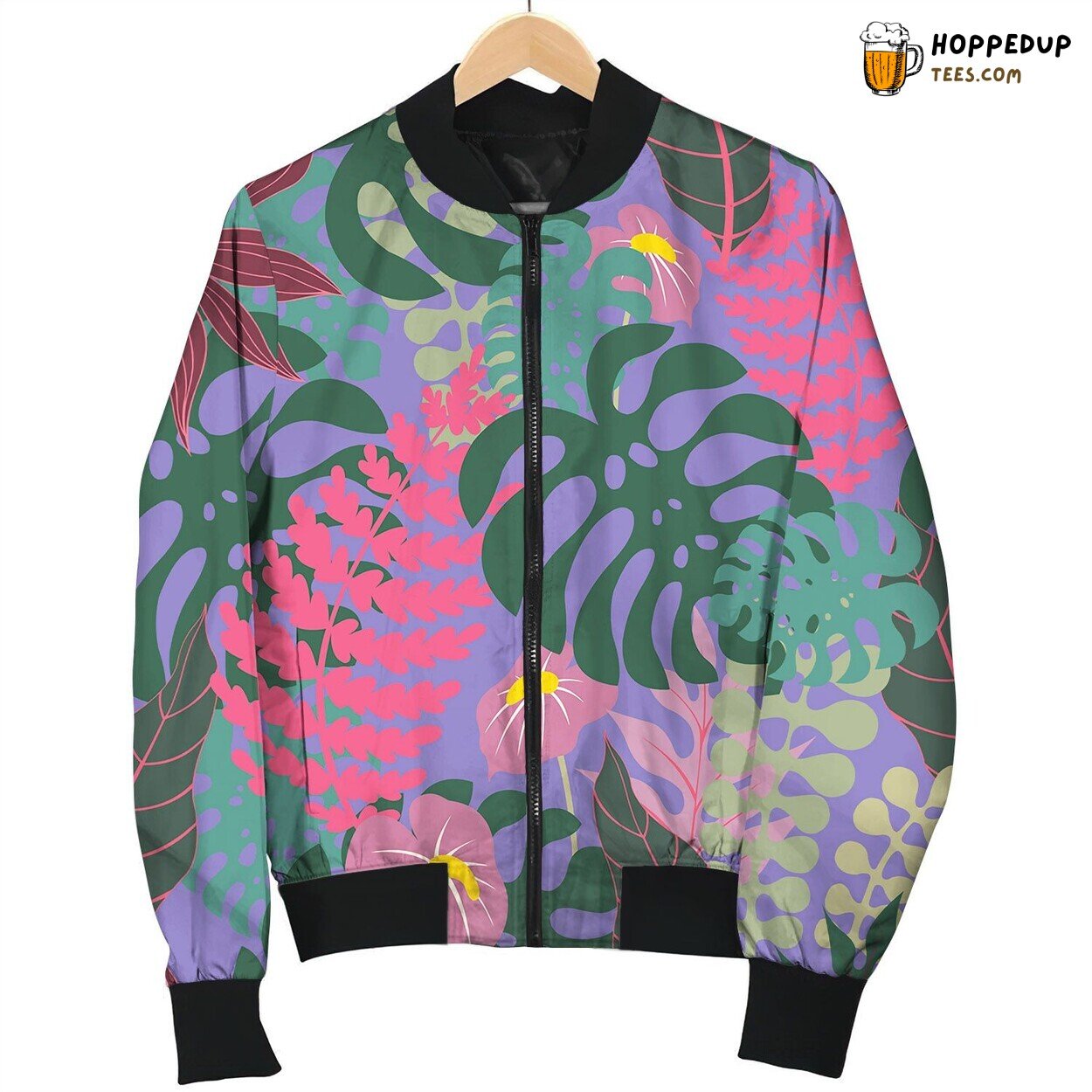 Tropical Branches And Leaves Seamless Pattern Bomber Jacket