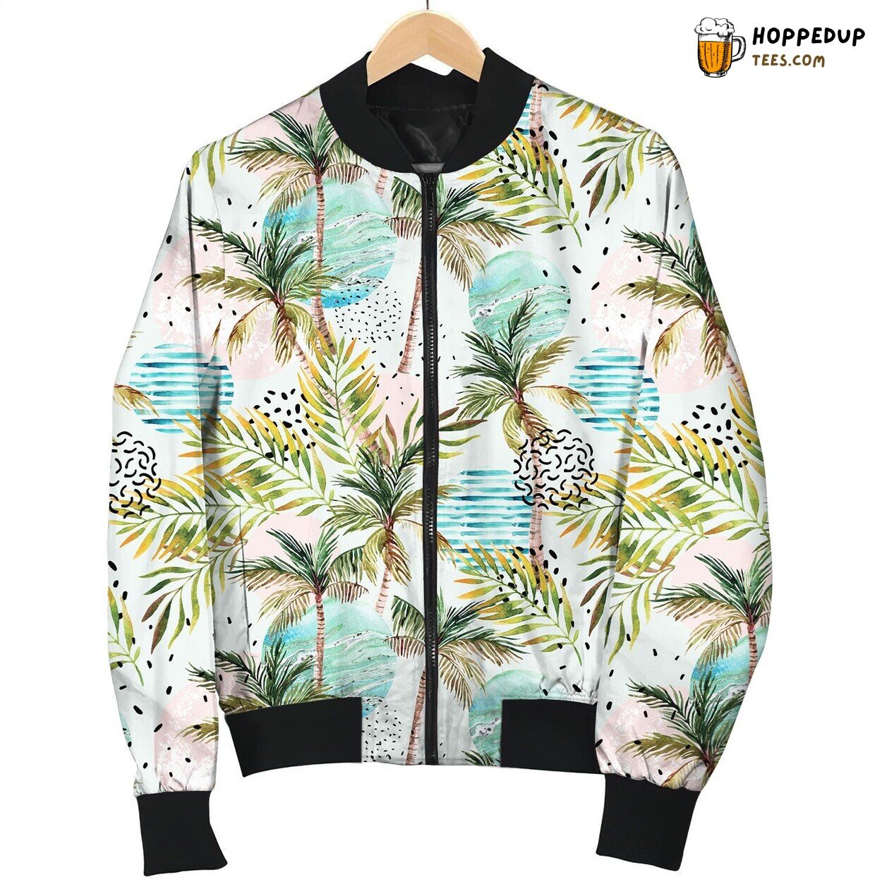 Tropical Coconut Tree On Beach Bomber Jacket