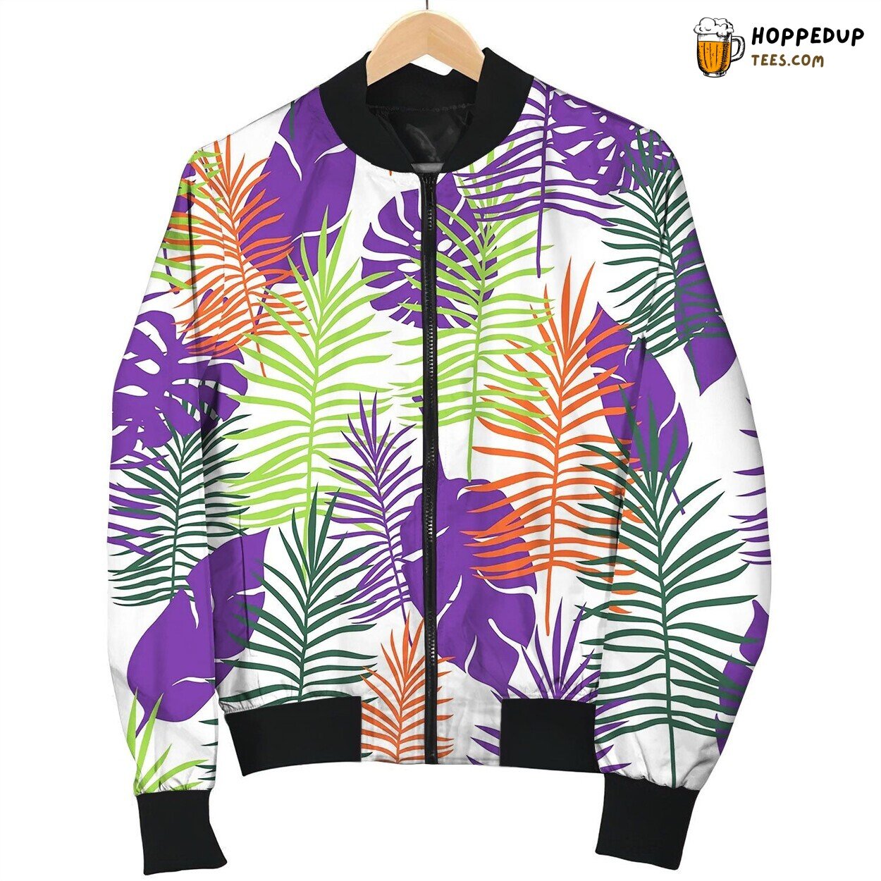 Tropical Color Leaves Premium Winter Bomber Jacket Warm Design Fit