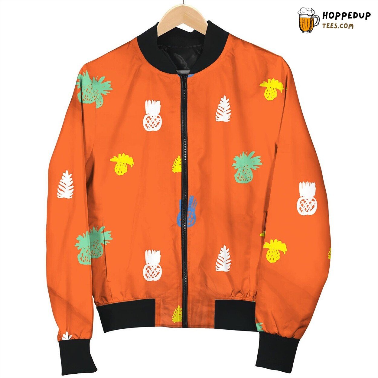 Tropical Ditsy Pattern With Fruits And Leafs Bomber Jacket