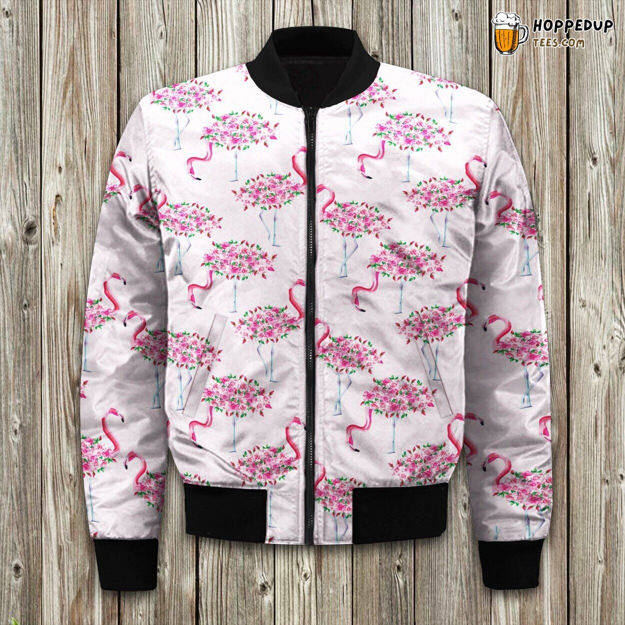 Tropical Elegance Flamingo Design Winter Bomber Jacket Island Vibes Fashion