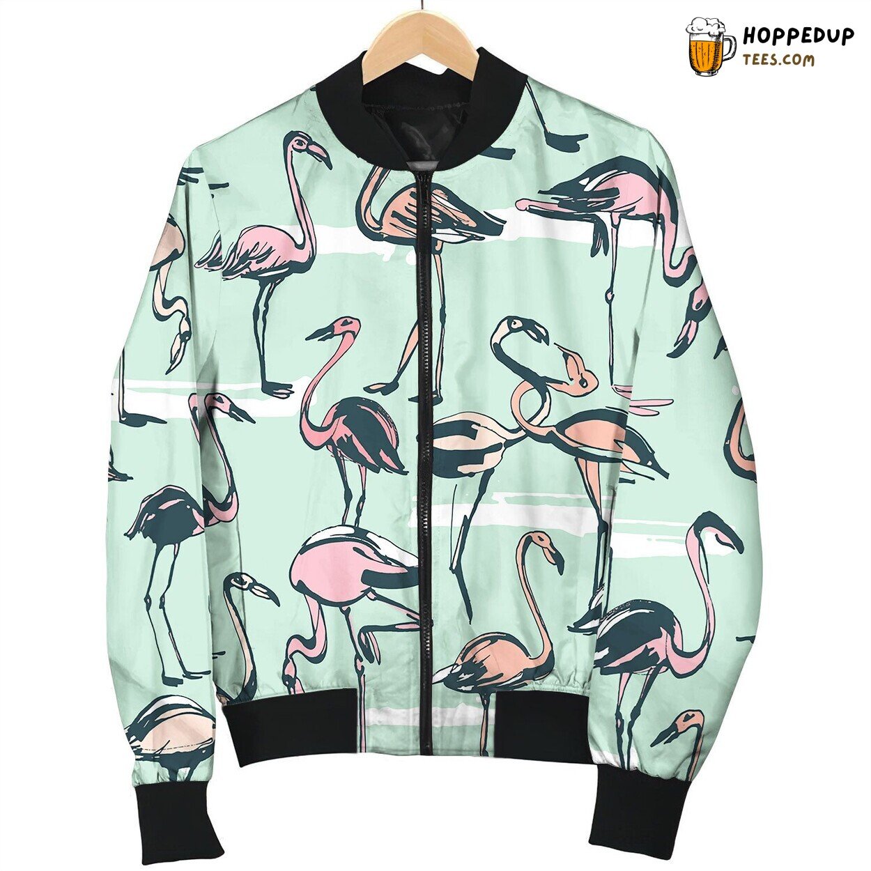 Tropical Exotic Birds Flamingos Summer Seamless Bomber Jacket