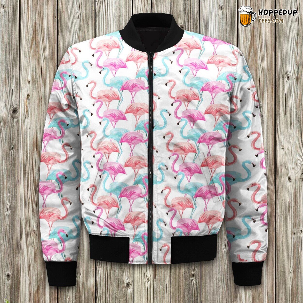 Tropical Flamingo Design Winter Bomber Jacket Beach Inspired Elegance