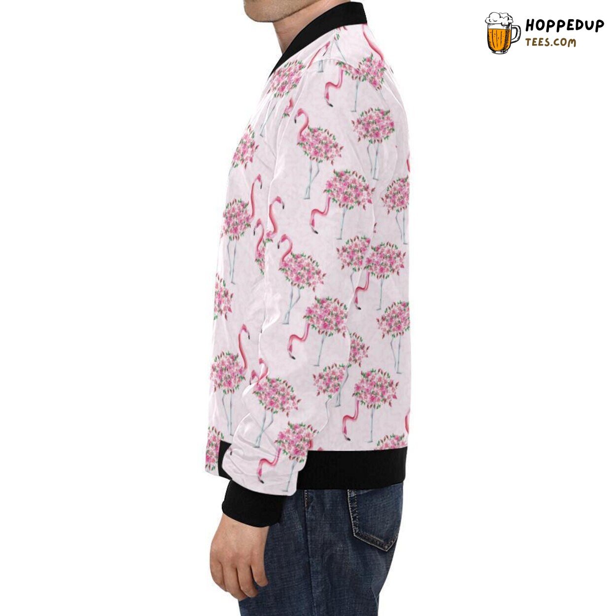 Tropical Flamingo Hawaiian Floral Pattern Men’s Bomber Jacket Print