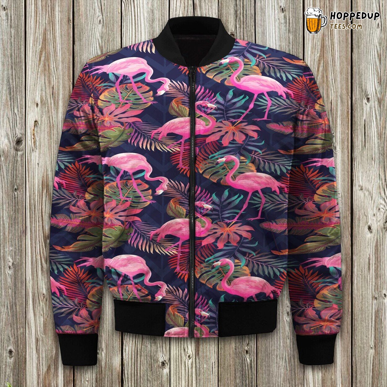 Tropical Flamingo Winter Bomber Jacket Unique Design Cozy Comfort Fit