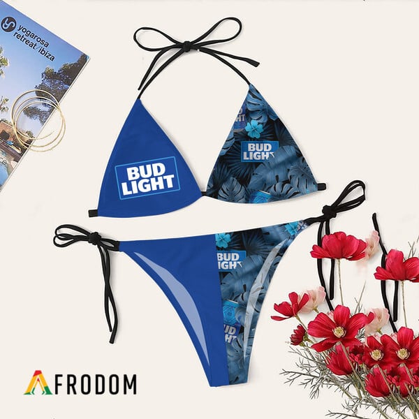 Tropical Floral Bud Light Triangle Bikini Set Swimsuit HU Tropical Floral Bud Light Triangle Bikini Set Swimsuit HU