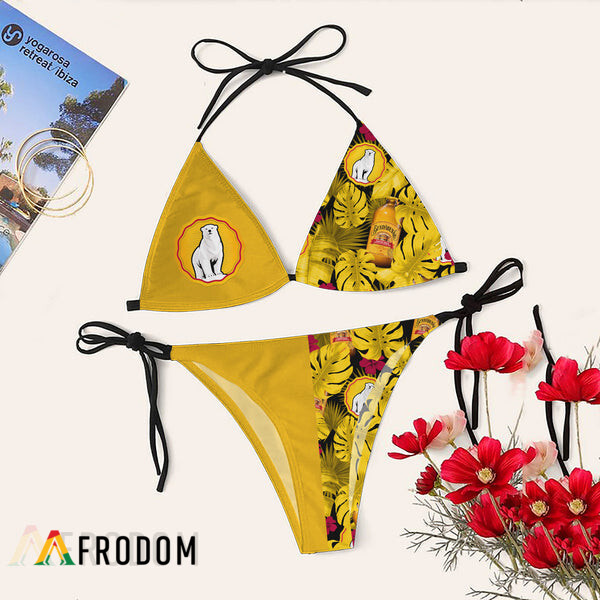 Tropical Floral Bundaberg Rum Triangle Bikini Set Swimsuit HU