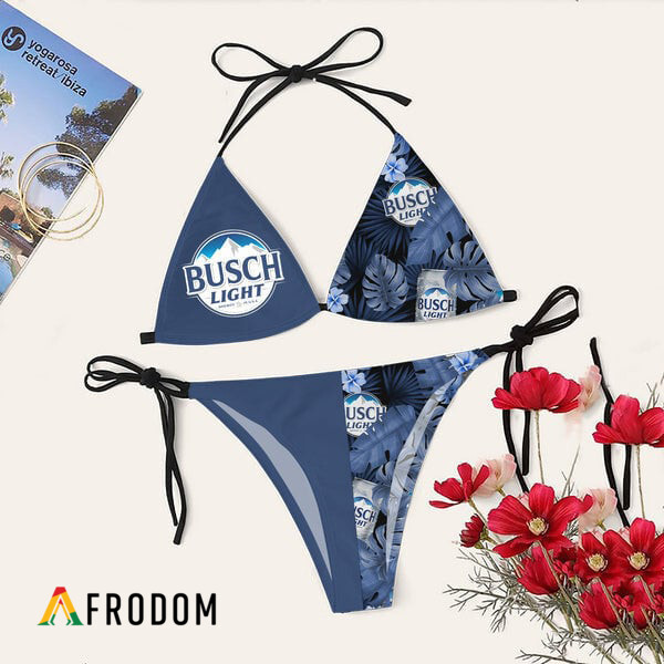 Tropical Floral Busch Light Triangle Bikini Set Swimsuit HU