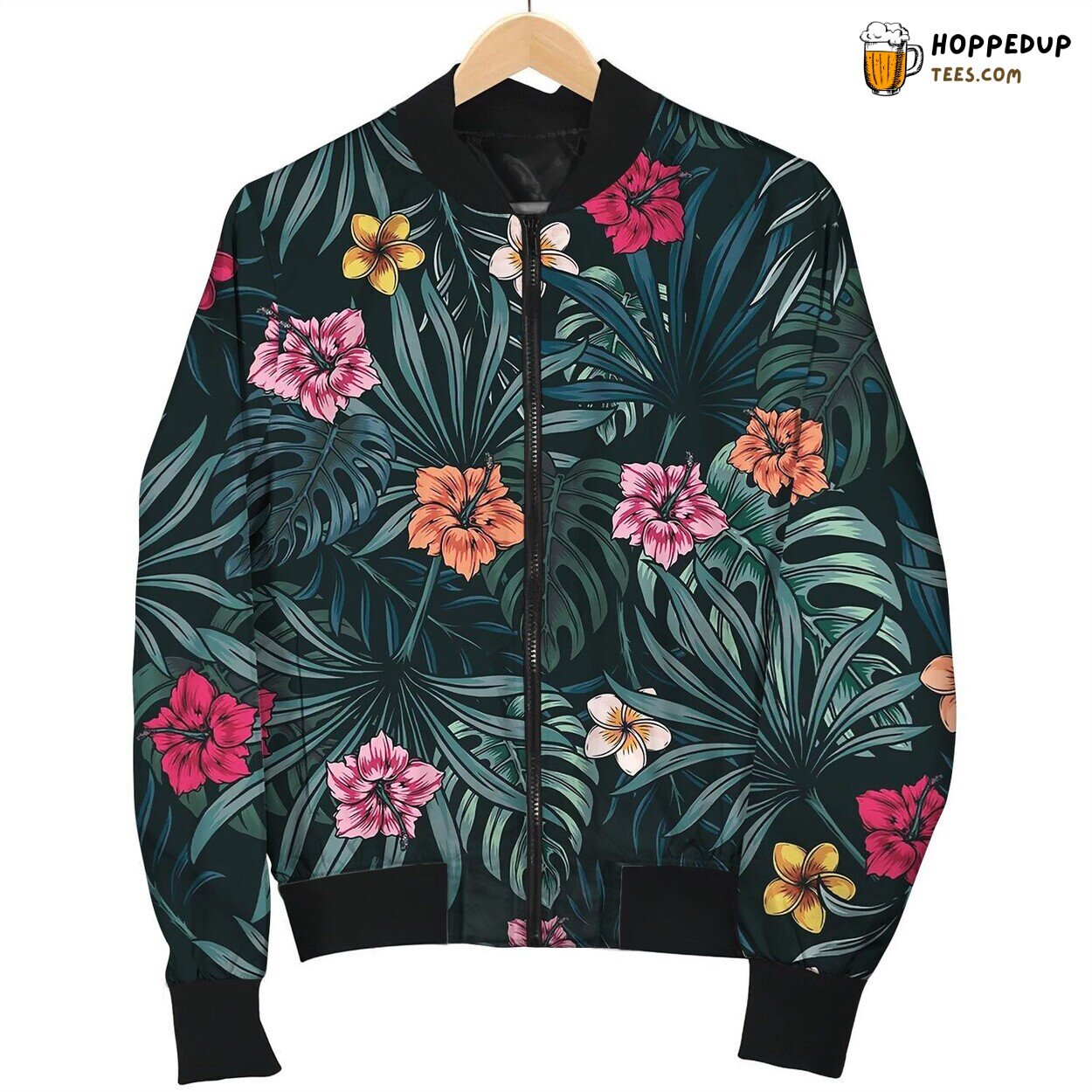 Tropical Floral Colorful Seamless Pattern Bomber Jacket
