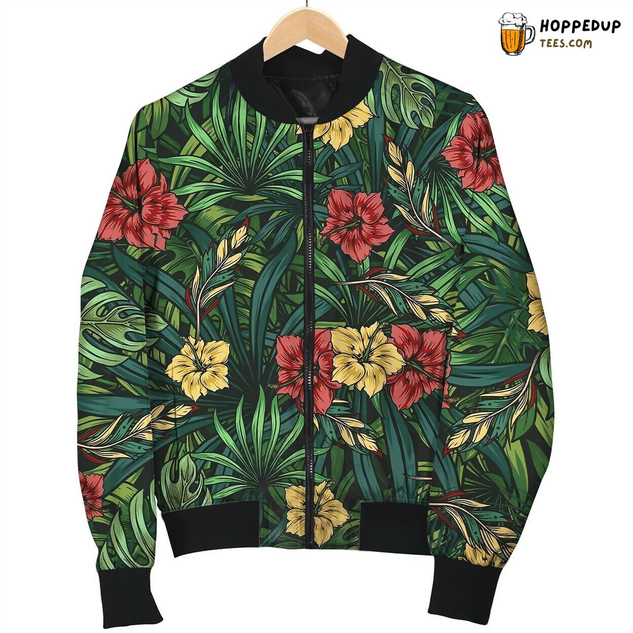 Tropical Floral Colorful Seamless Pattern Happy Bomber Jacket