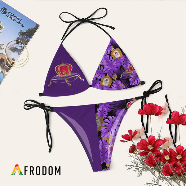 Tropical Floral Crown Royal Triangle Bikini Set Swimsuit HU