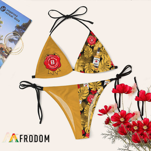 Tropical Floral Jim Beam Triangle Bikini Set Swimsuit HU