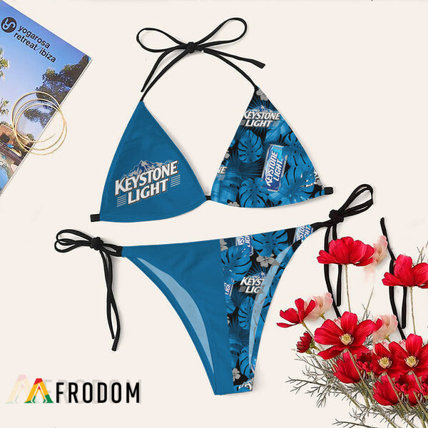 Tropical Floral Keystone Light Triangle Bikini Set Swimsuit HU