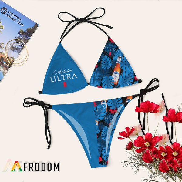 Tropical Floral Michelob Ultra Triangle Bikini Set Swimsuit HU