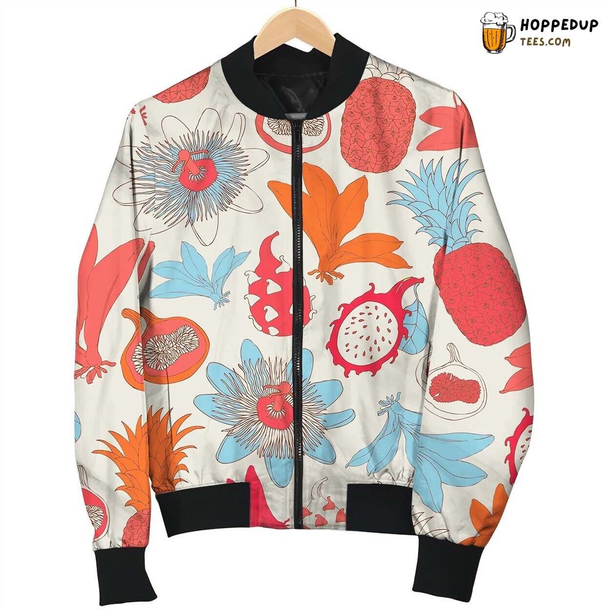 Tropical Floral Pattern Beach Bomber Jacket